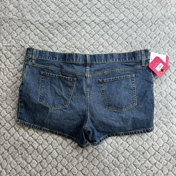 Isabel Maternity Blue Denim Mid-Shorts With Expandable Side Panels Size 16 - Picture 2 of 7